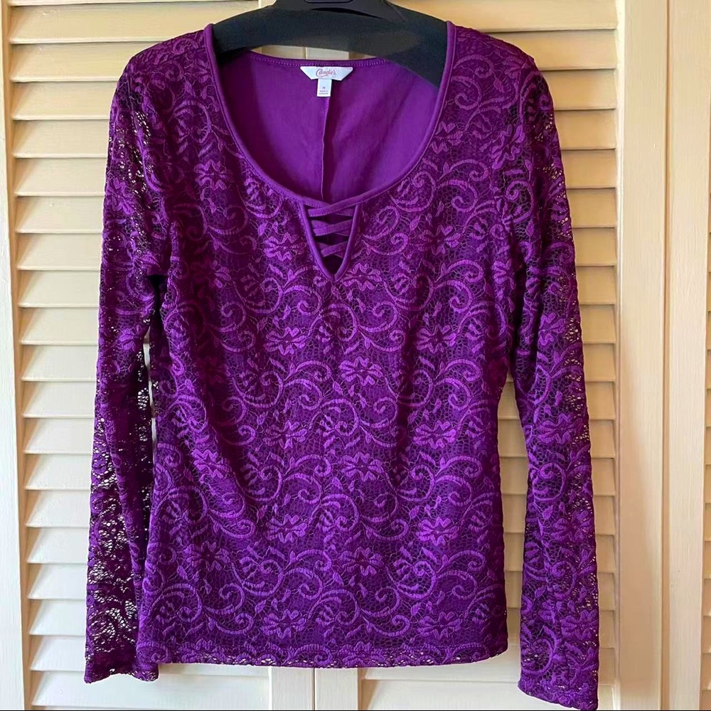 Purple lace long sleeve shirt